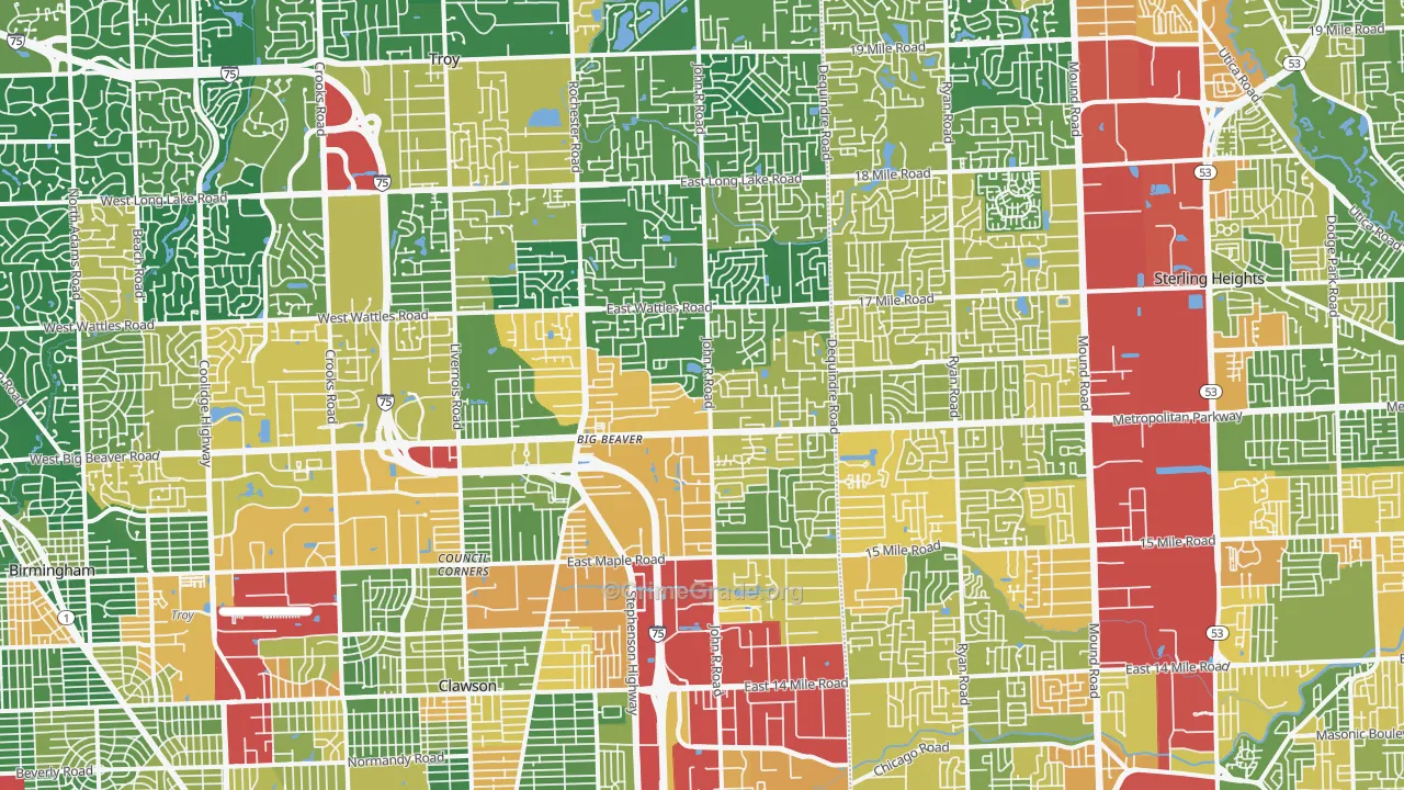 Troy, MI Map of Assault Rates