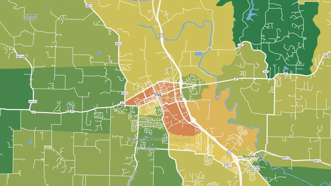 Troy, MO Map of Assault Rates