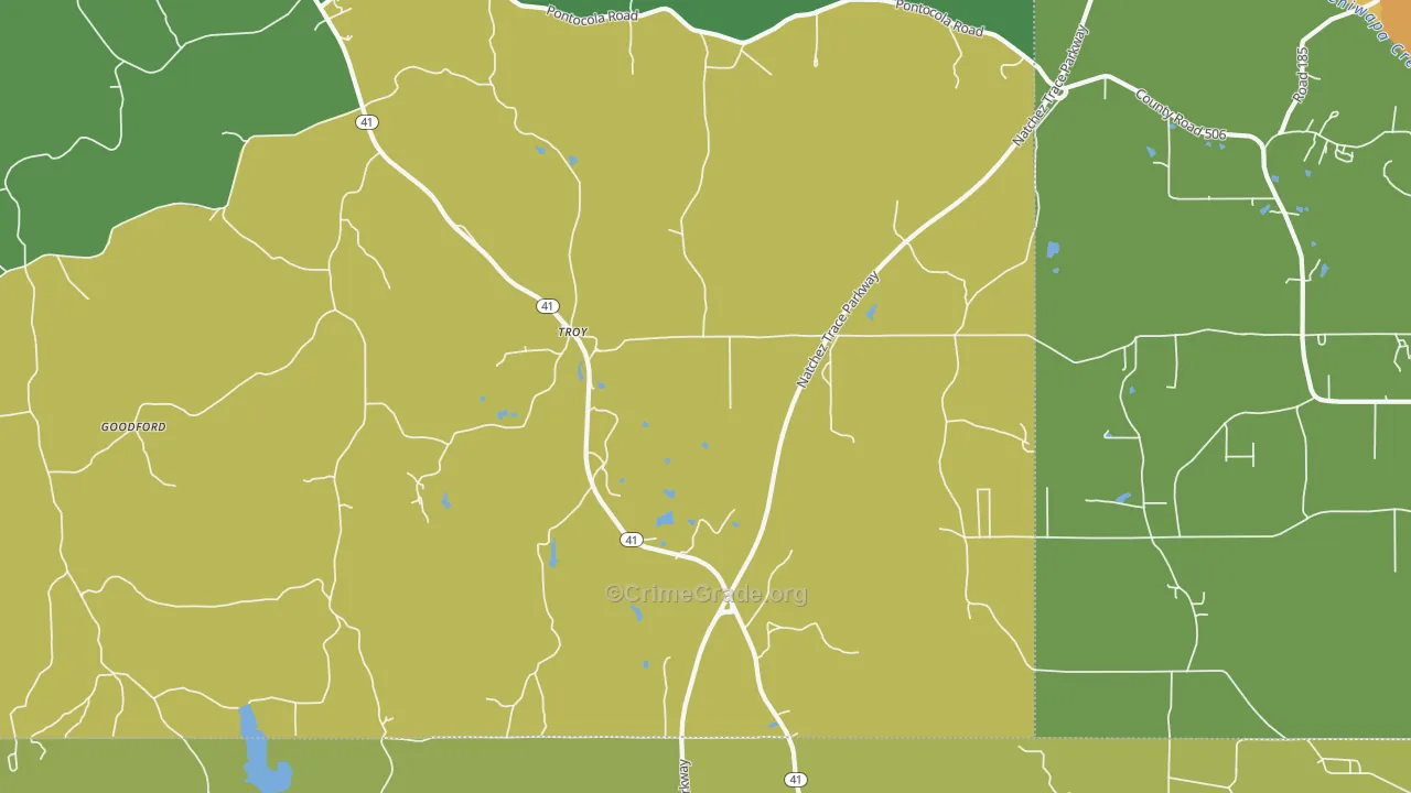 Troy, MS Map of Assault Rates