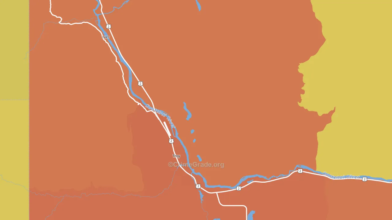 Troy, MT Map of Assault Rates