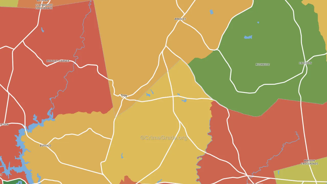 Troy, SC Map of Assault Rates