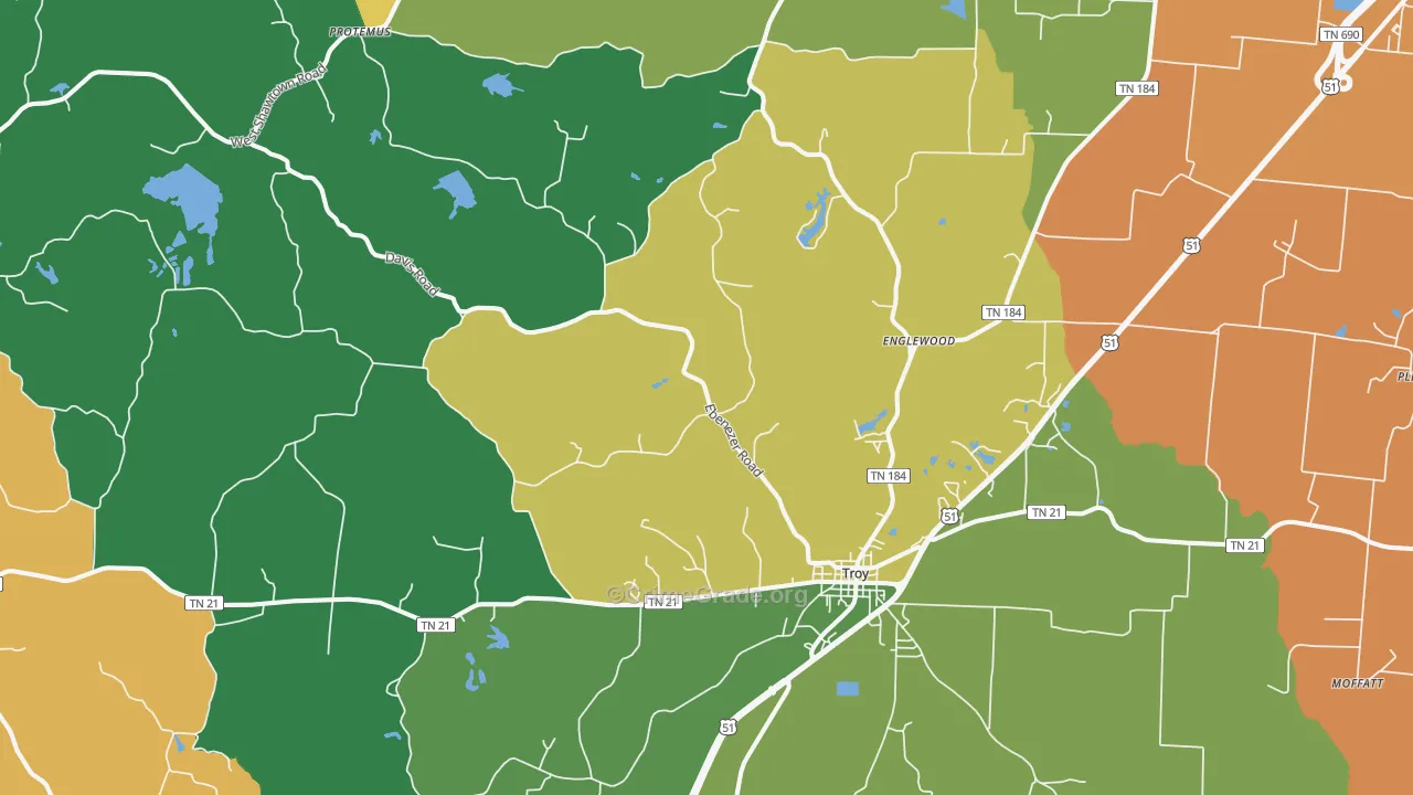 Troy, TN Map of Assault Rates