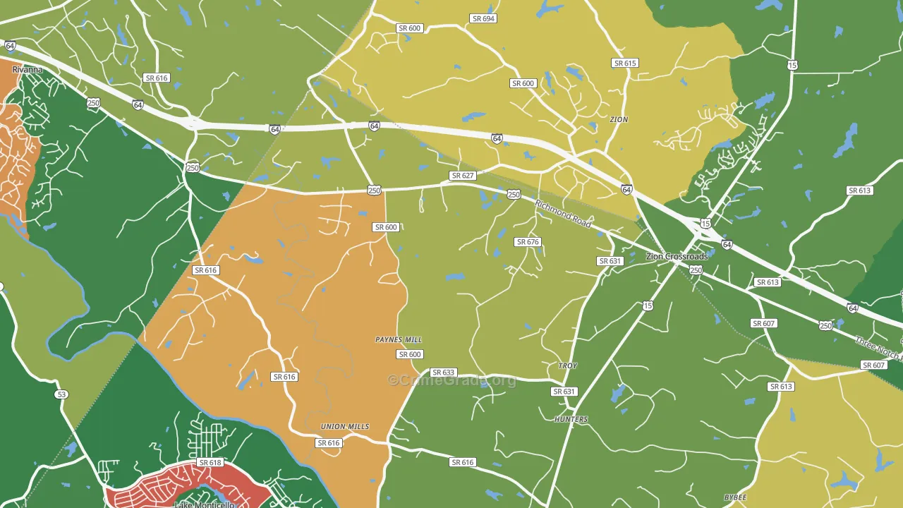 Troy, VA Map of Assault Rates