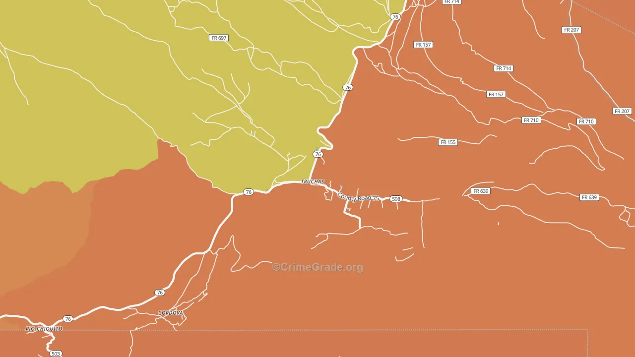 Truchas, NM Map of Assault Rates