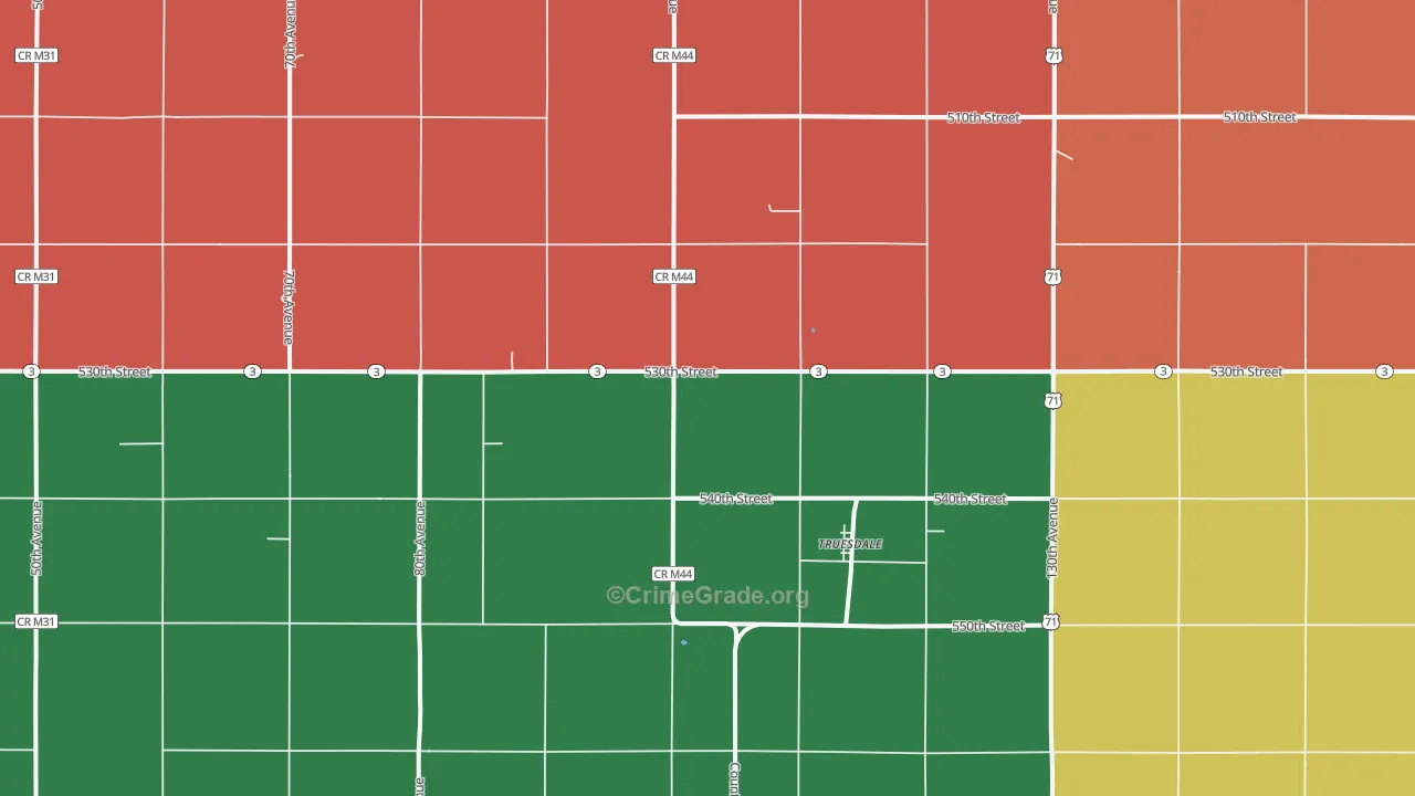 Truesdale, IA Map of Assault Rates