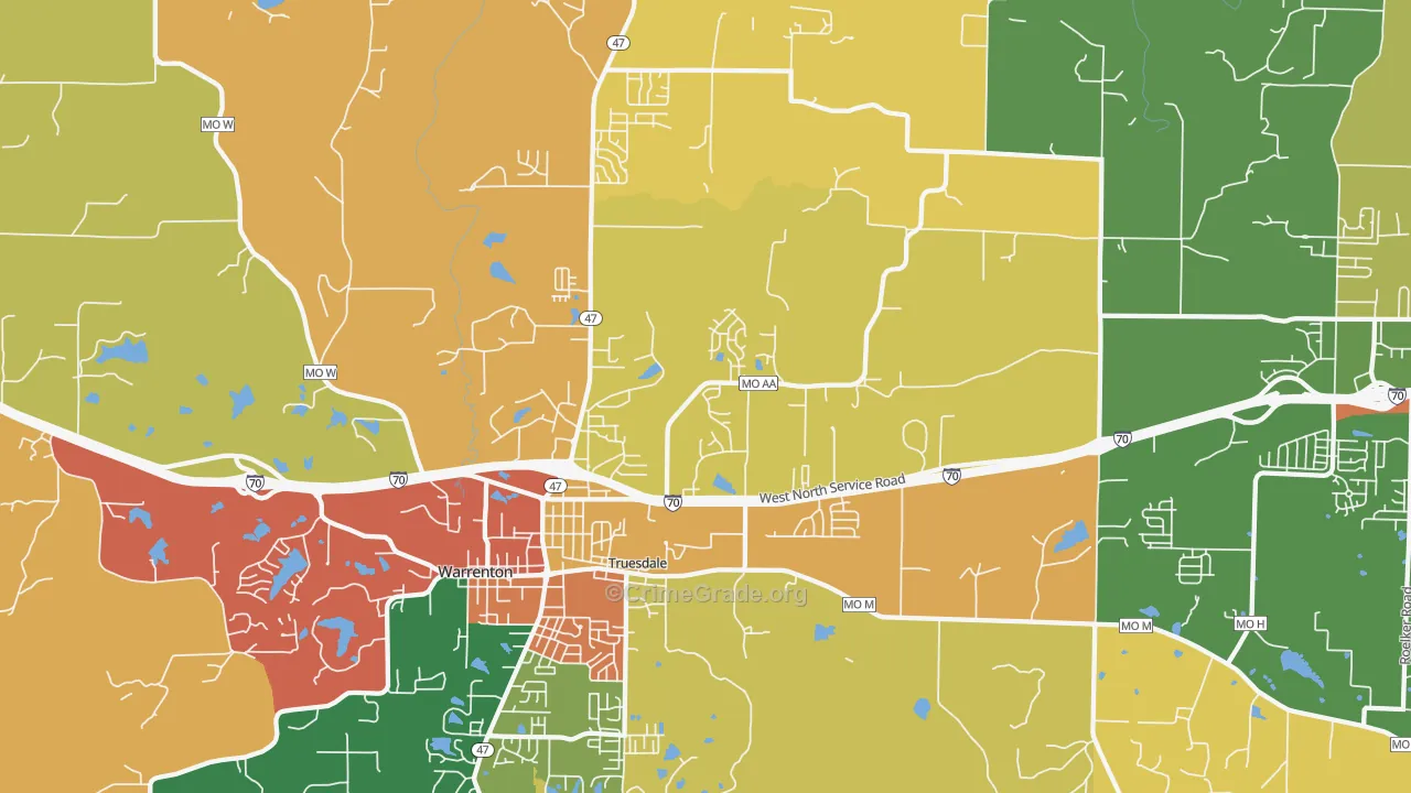 Truesdale, MO Map of Assault Rates