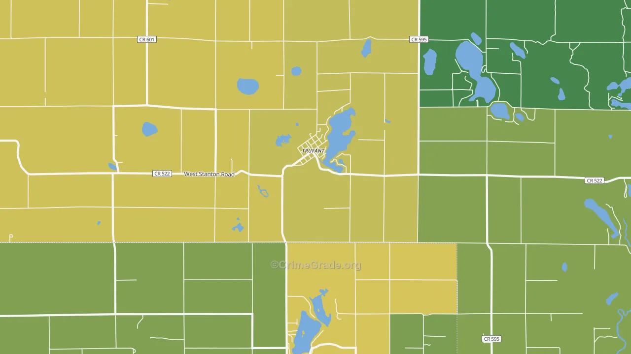 Trufant, MI Map of Assault Rates