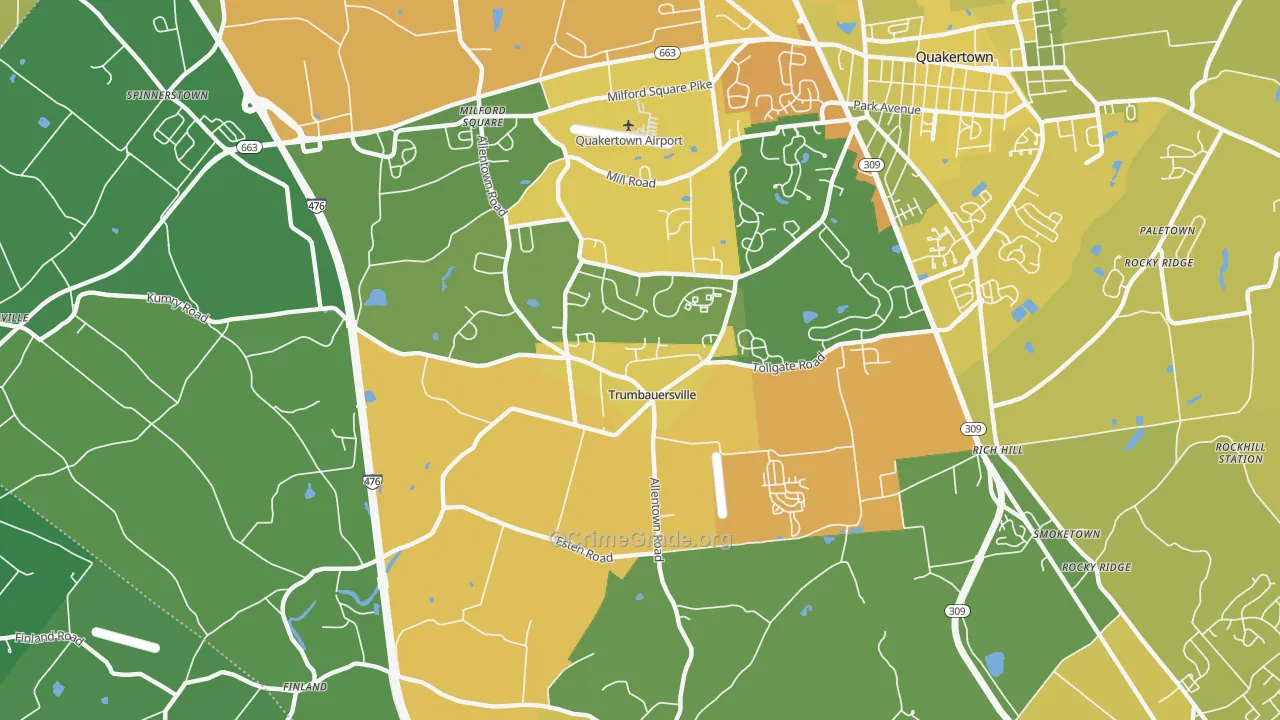 Trumbauersville, PA Map of Assault Rates