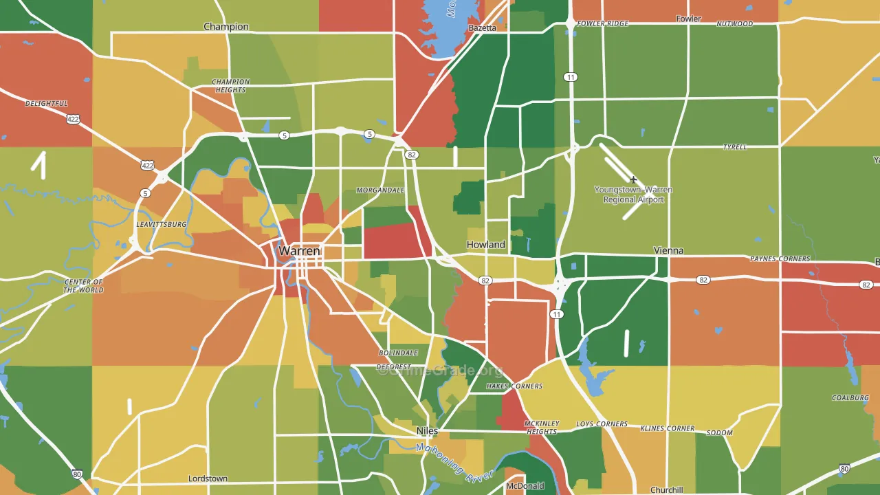 Trumbull County, OH Map of Assault Rates
