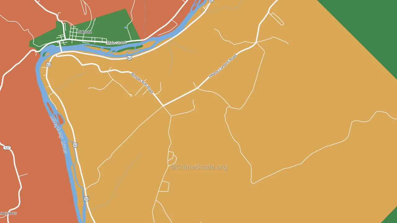 Trunkeyville, PA Map of Assault Rates