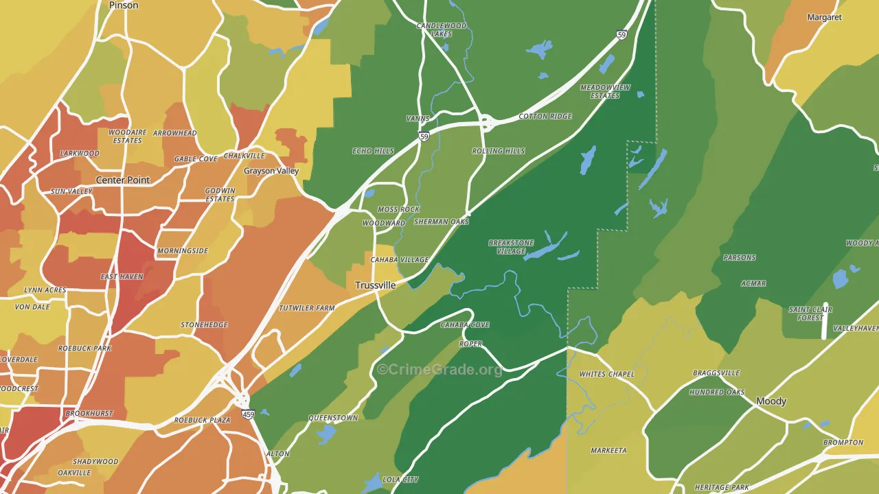 Trussville, AL Map of Assault Rates