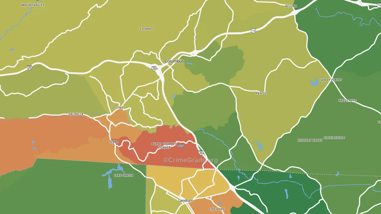 Tryon, NC Map of Assault Rates