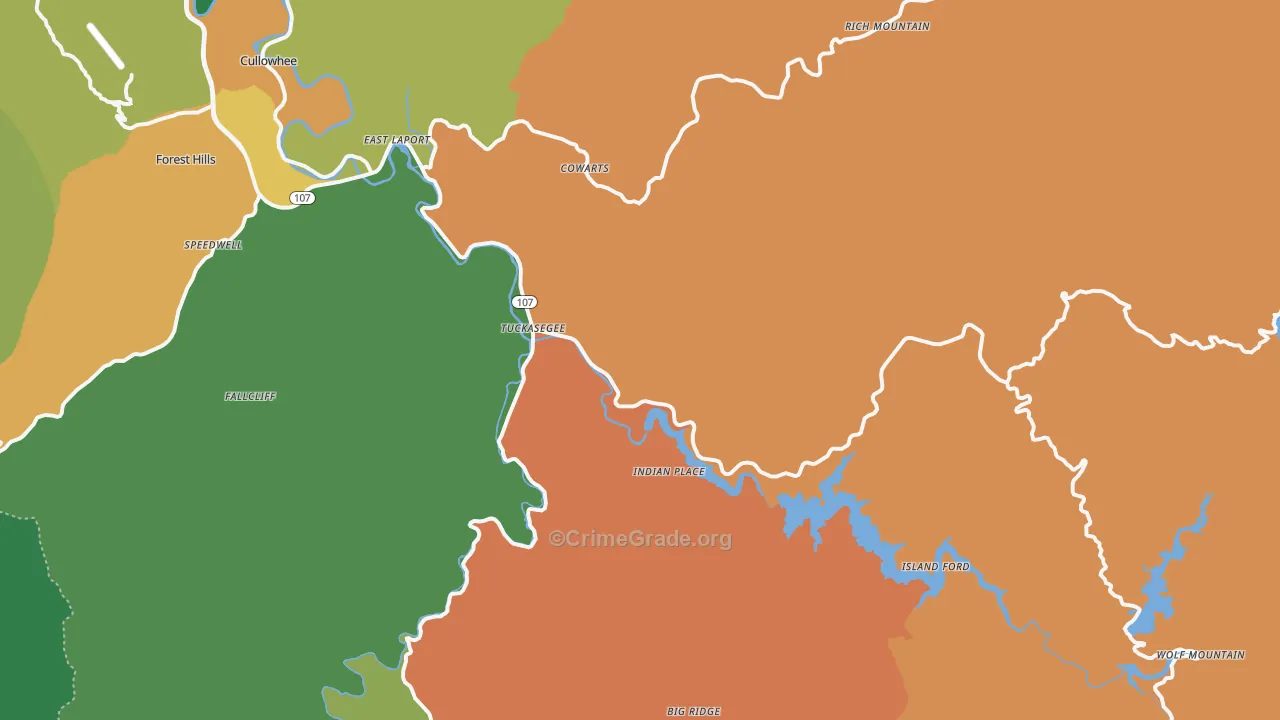 Tuckasegee, NC Map of Assault Rates