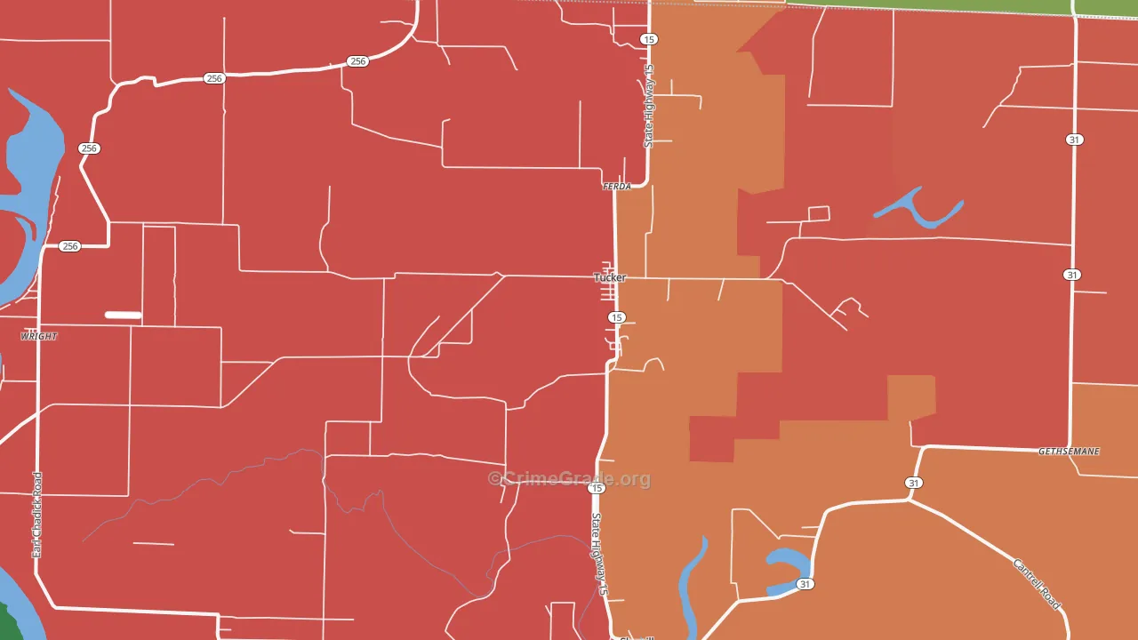 Tucker, AR Map of Assault Rates