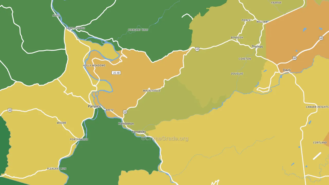 Tucker County, WV Map of Assault Rates