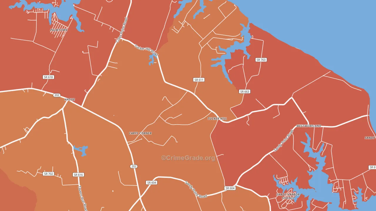 Tucker Hill, VA Map of Assault Rates