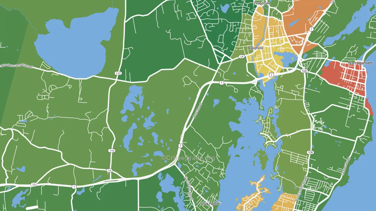 Tuckertown, RI Map of Assault Rates