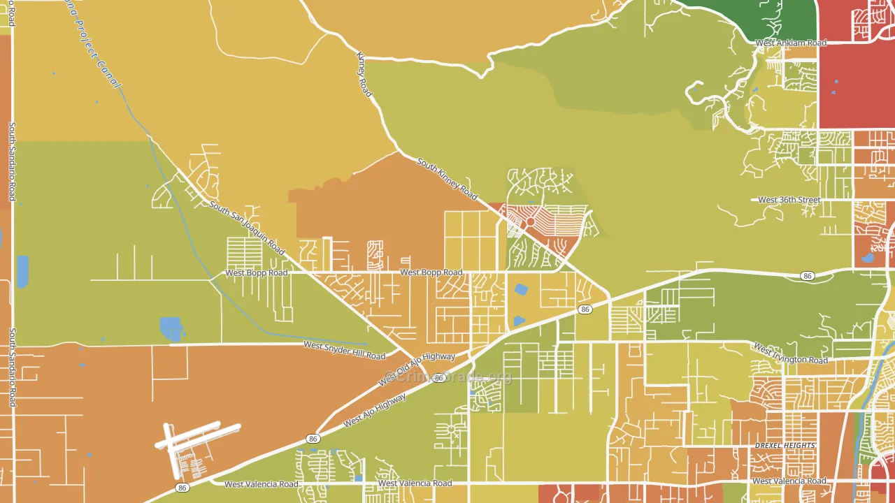 Tucson Estates, AZ Map of Assault Rates
