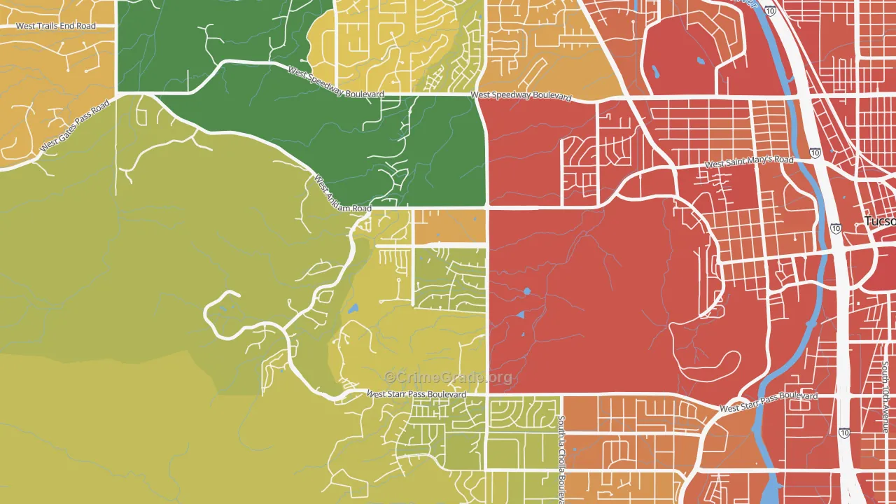 Tucson Park West, Tucson, AZ Map of Assault Rates