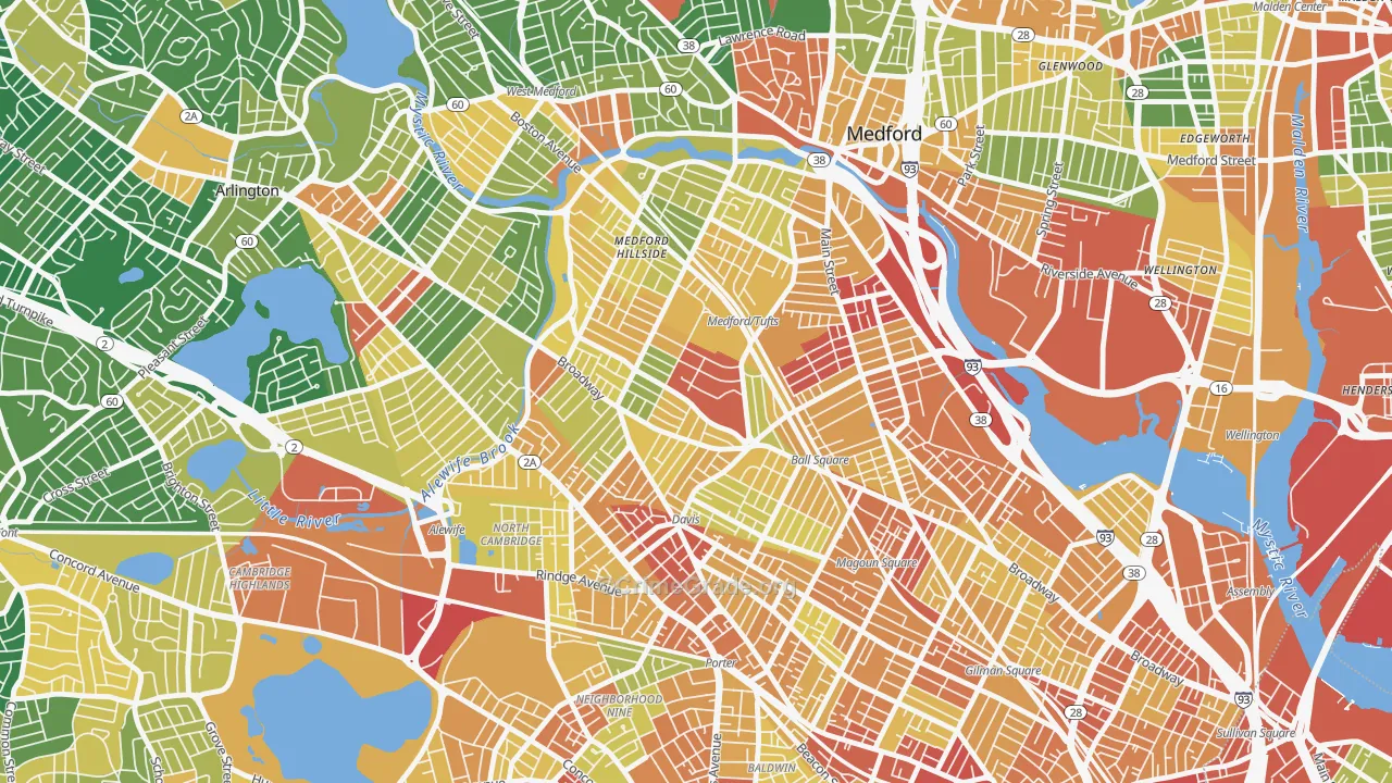 Tufts, Somerville, MA Map of Assault Rates