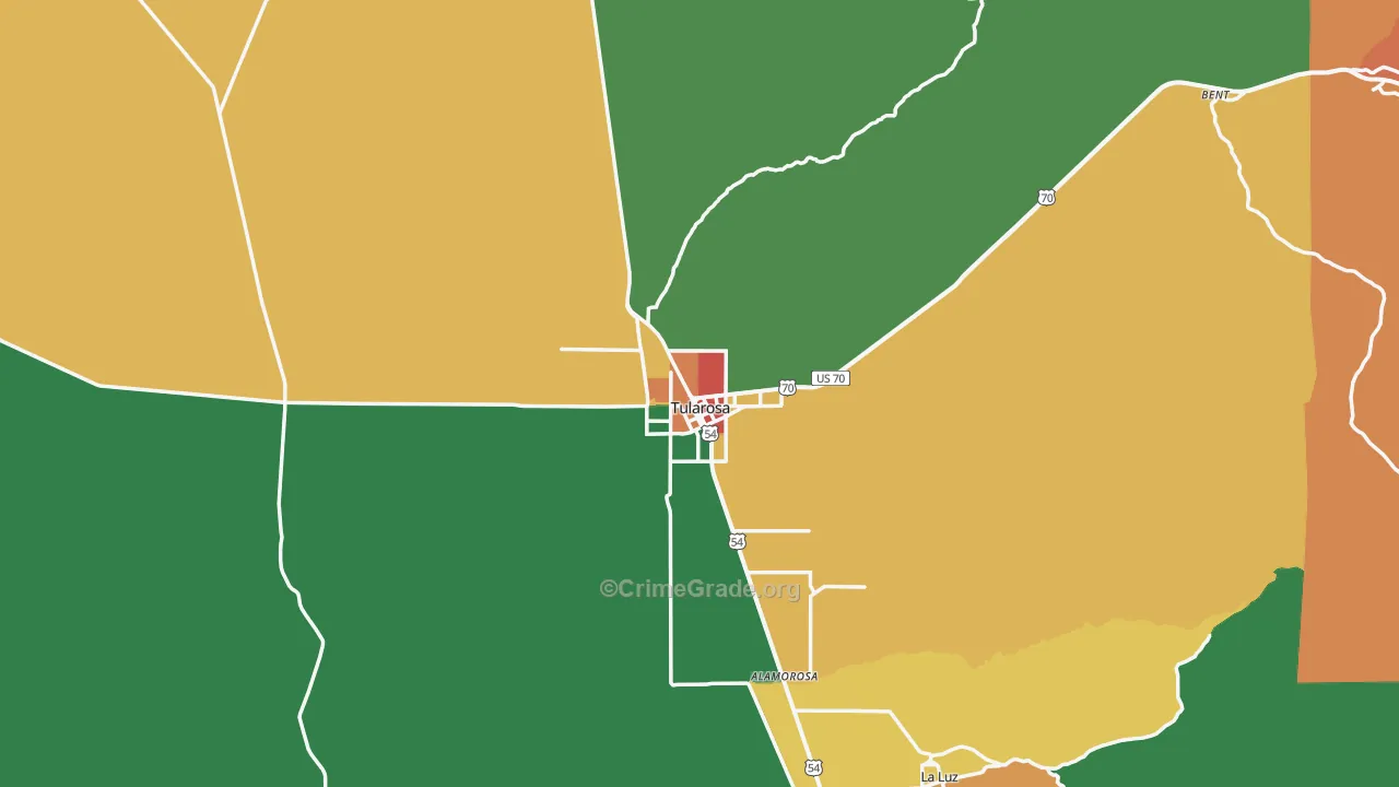 Tularosa, NM Map of Assault Rates