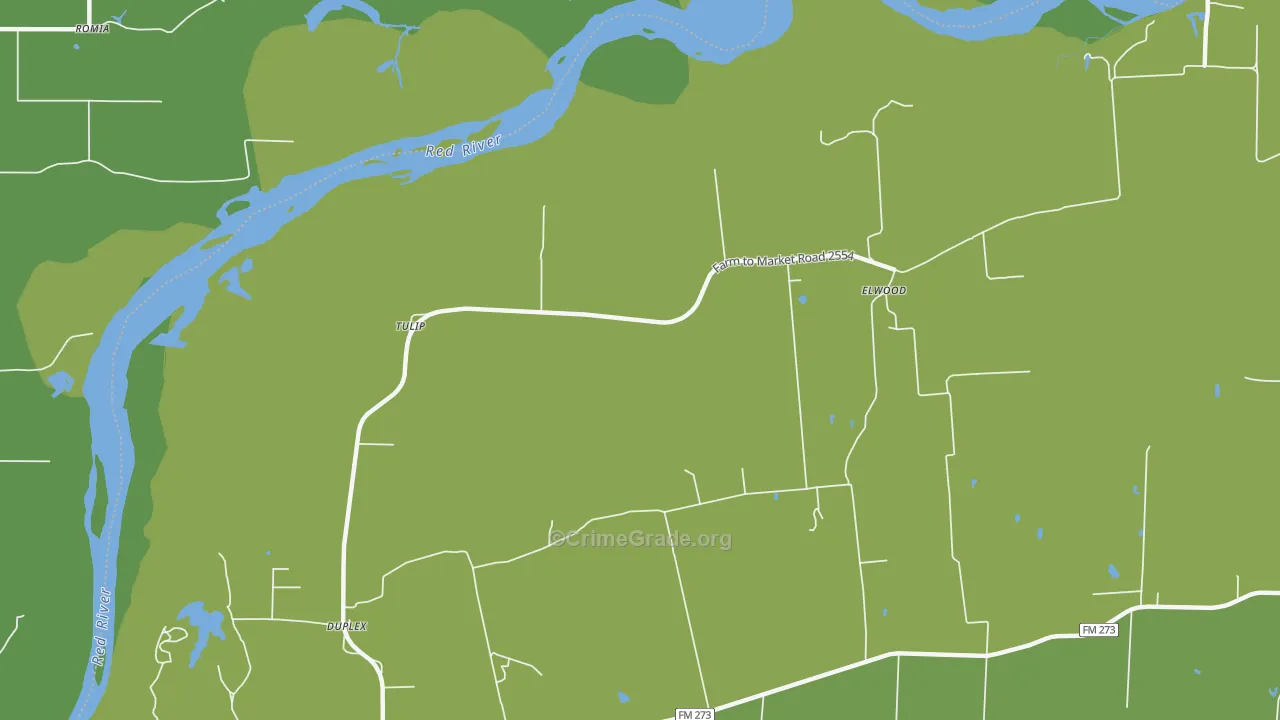 Tulip, TX Map of Assault Rates