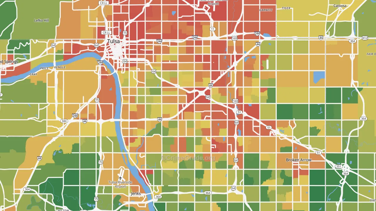 Tulsa County, OK Map of Assault Rates