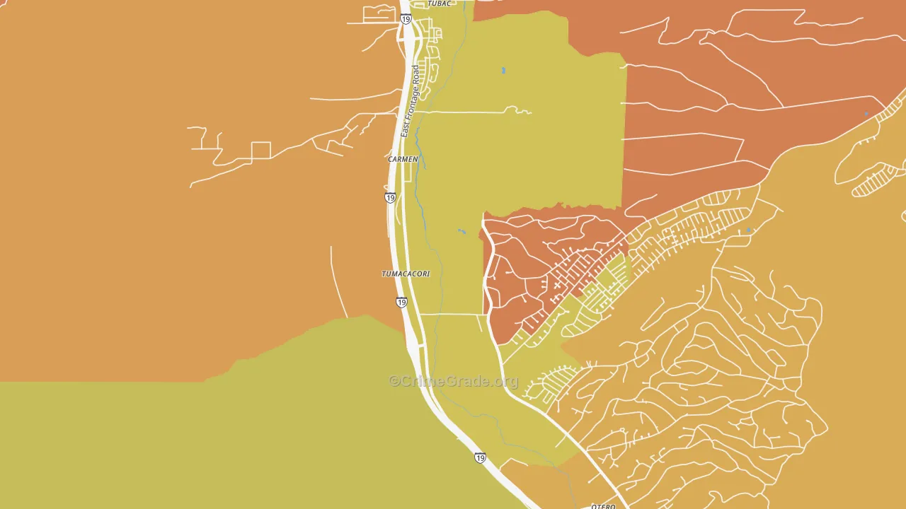 Tumacacori, AZ Map of Assault Rates