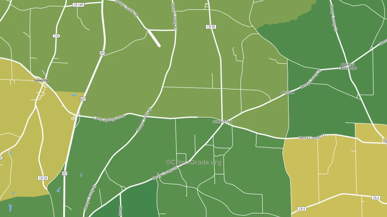 Tumbleton, AL Map of Assault Rates