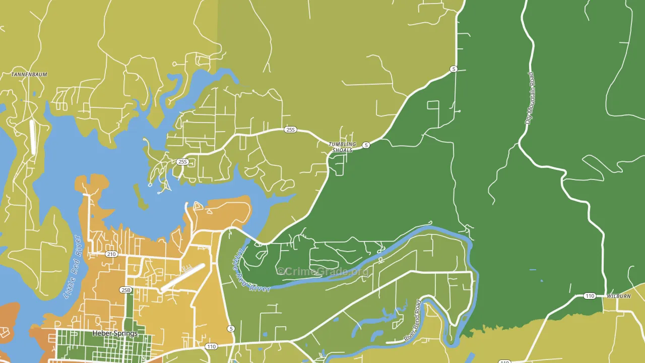 Tumbling Shoals, AR Map of Assault Rates