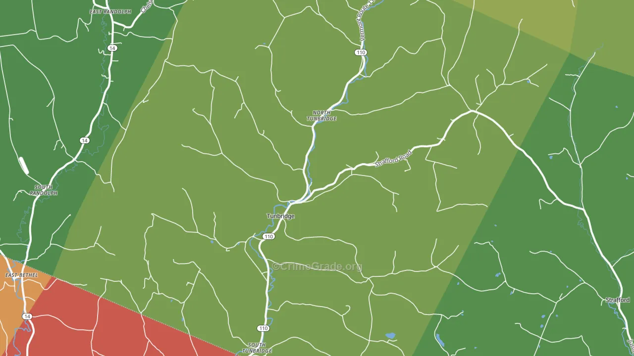 Tunbridge, VT Map of Assault Rates