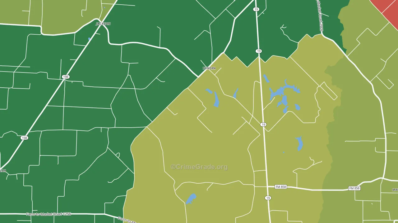 Tundra, TX Map of Assault Rates