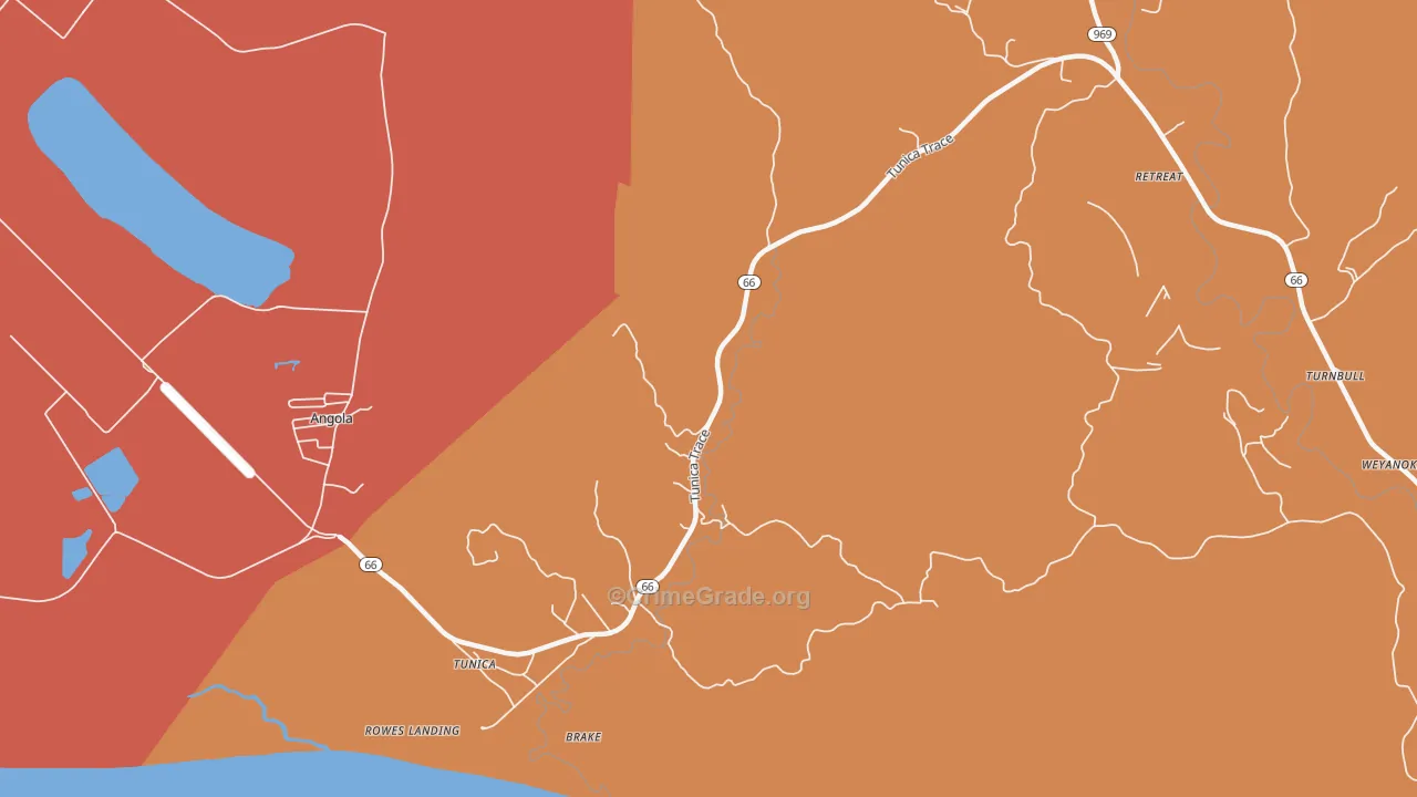 Tunica, LA Map of Assault Rates