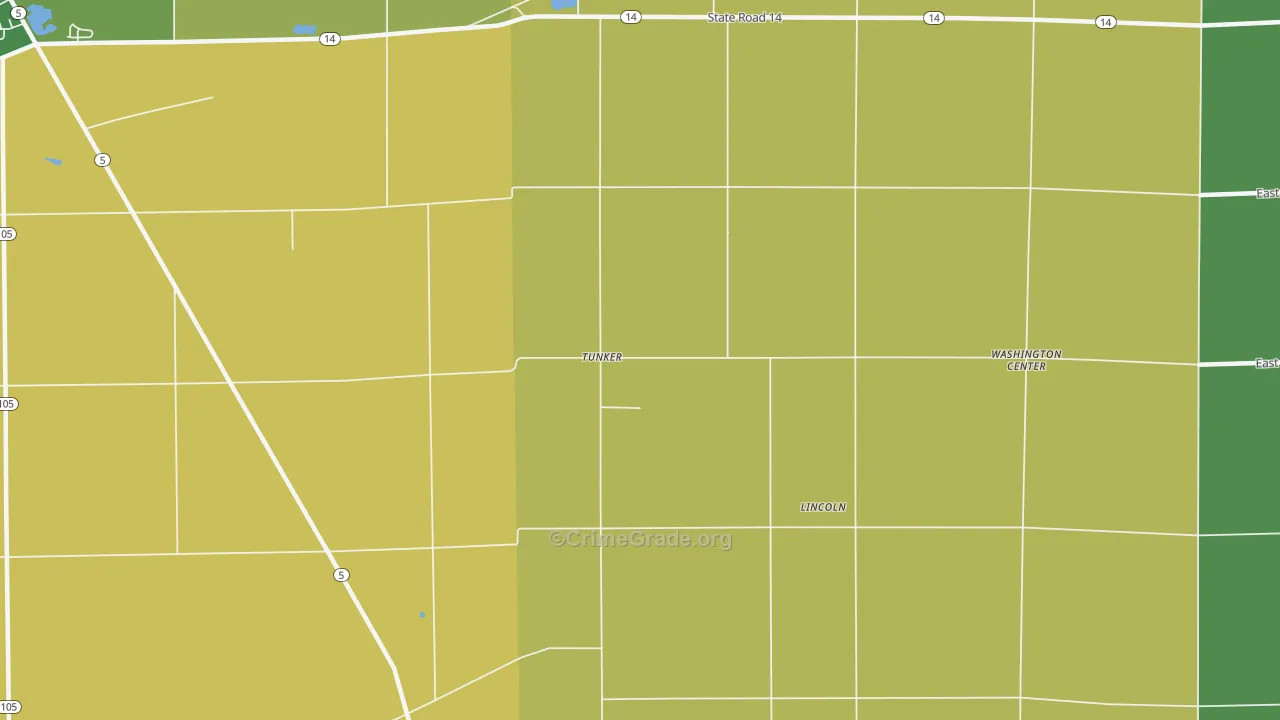 Tunker, IN Map of Assault Rates