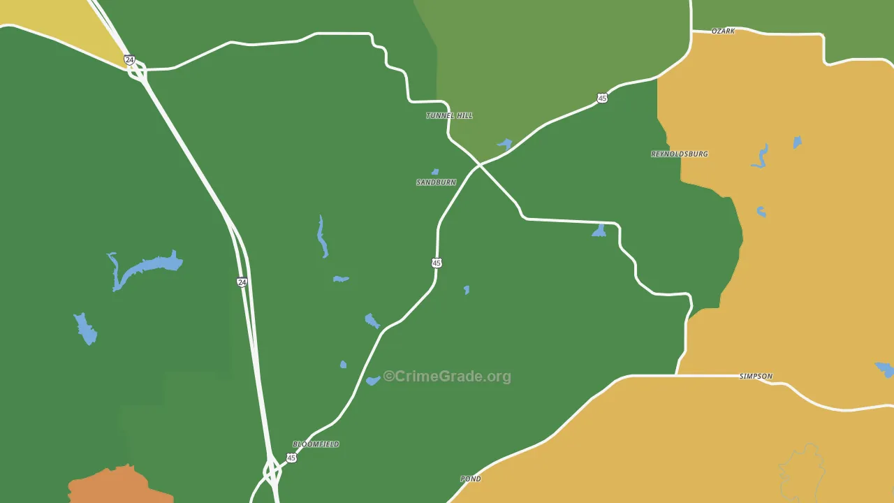 Tunnel Hill, IL Map of Assault Rates