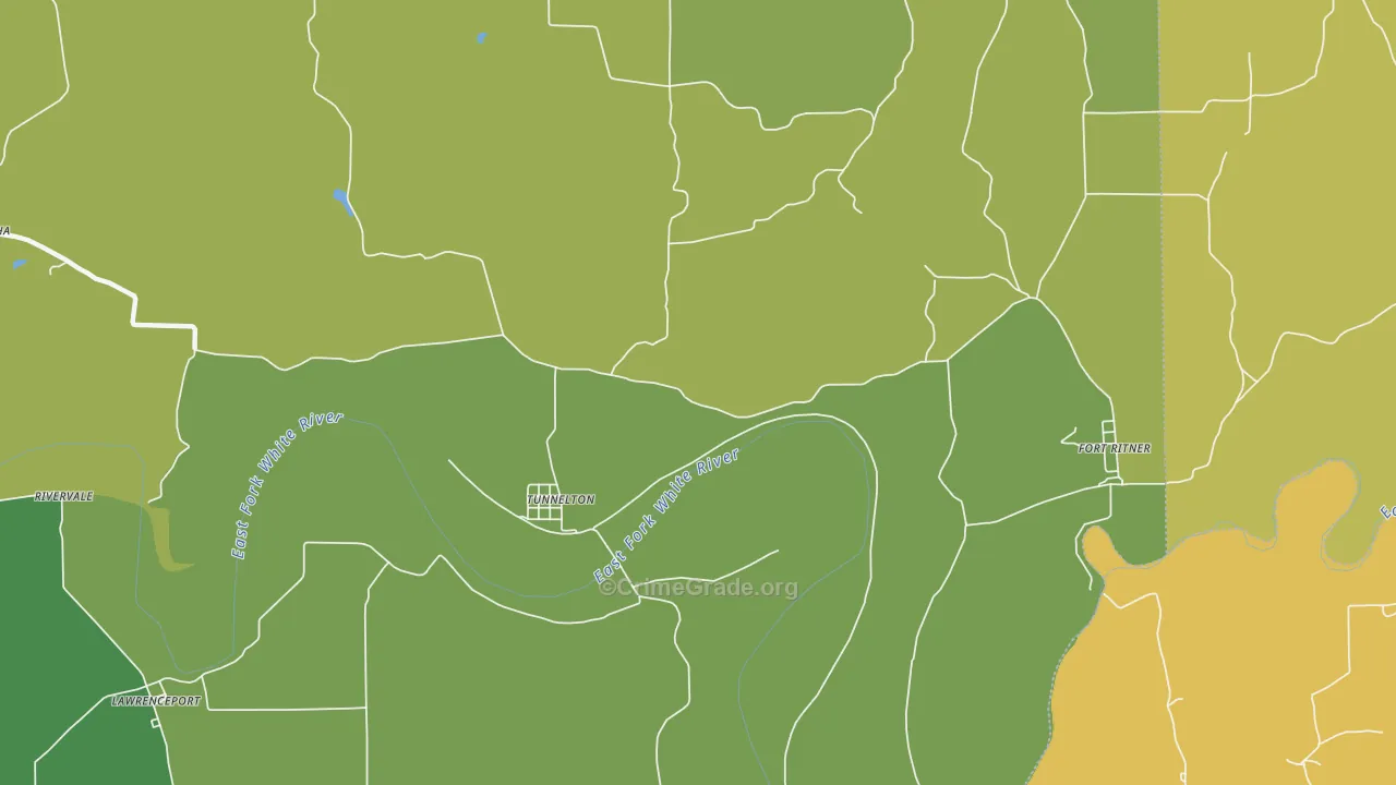 Tunnelton, IN Map of Assault Rates