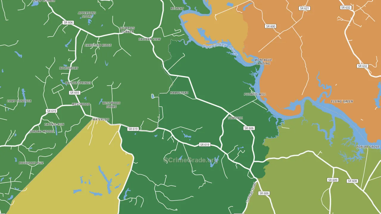 Tunstall, VA Map of Assault Rates