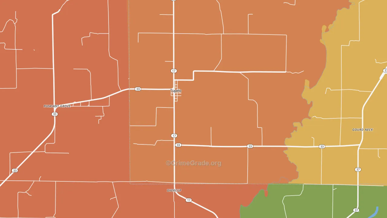 Tupelo, AR Map of Assault Rates