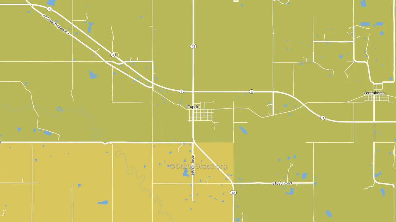 Tupelo, OK Map of Assault Rates