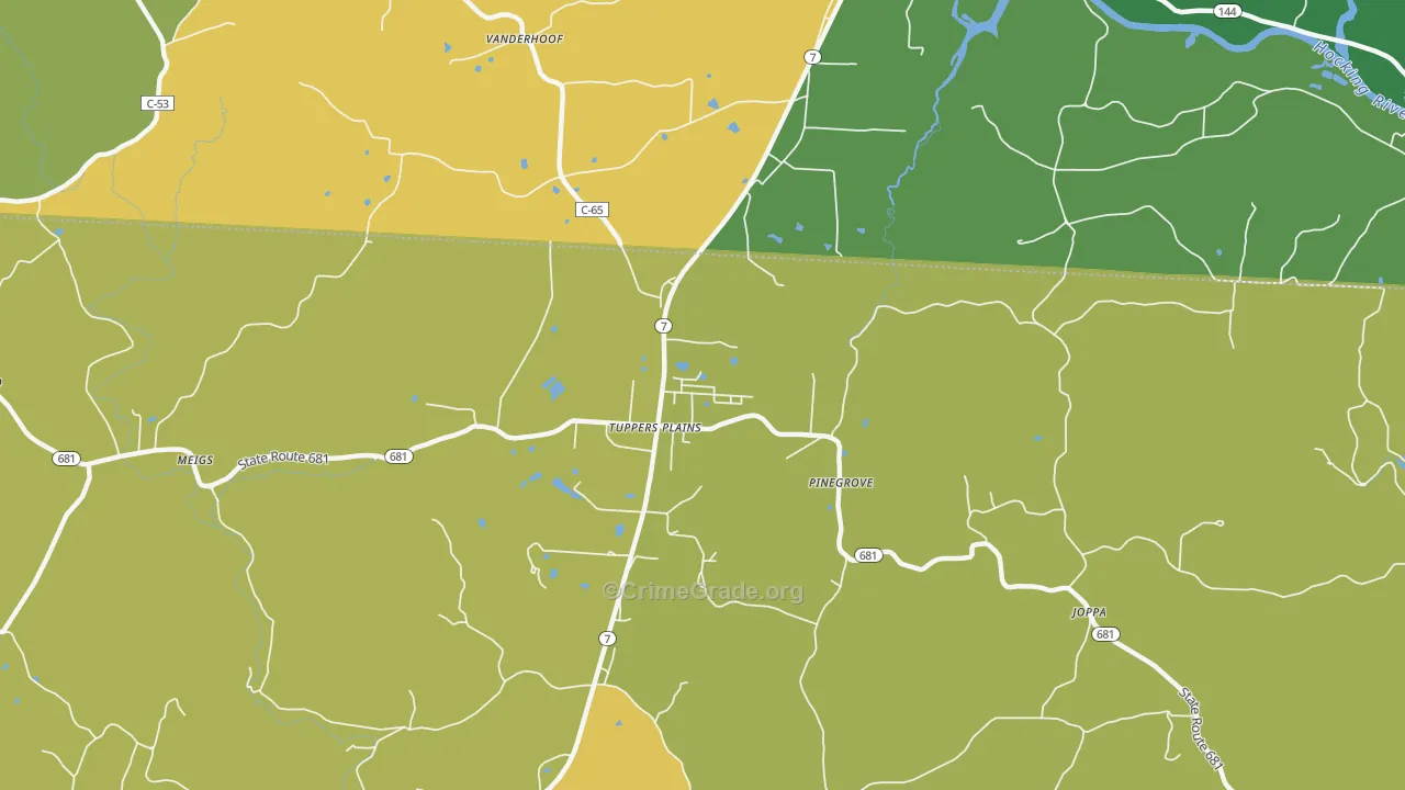 Tuppers Plains, OH Map of Assault Rates