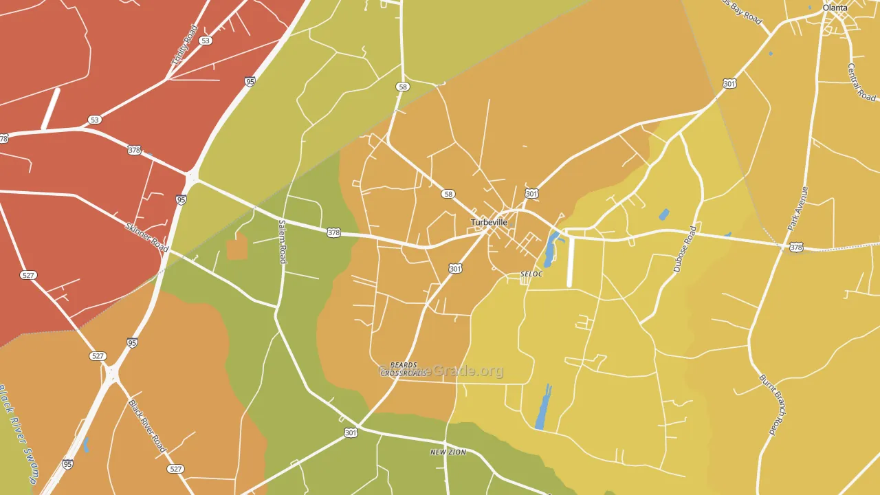 Turbeville, SC Map of Assault Rates