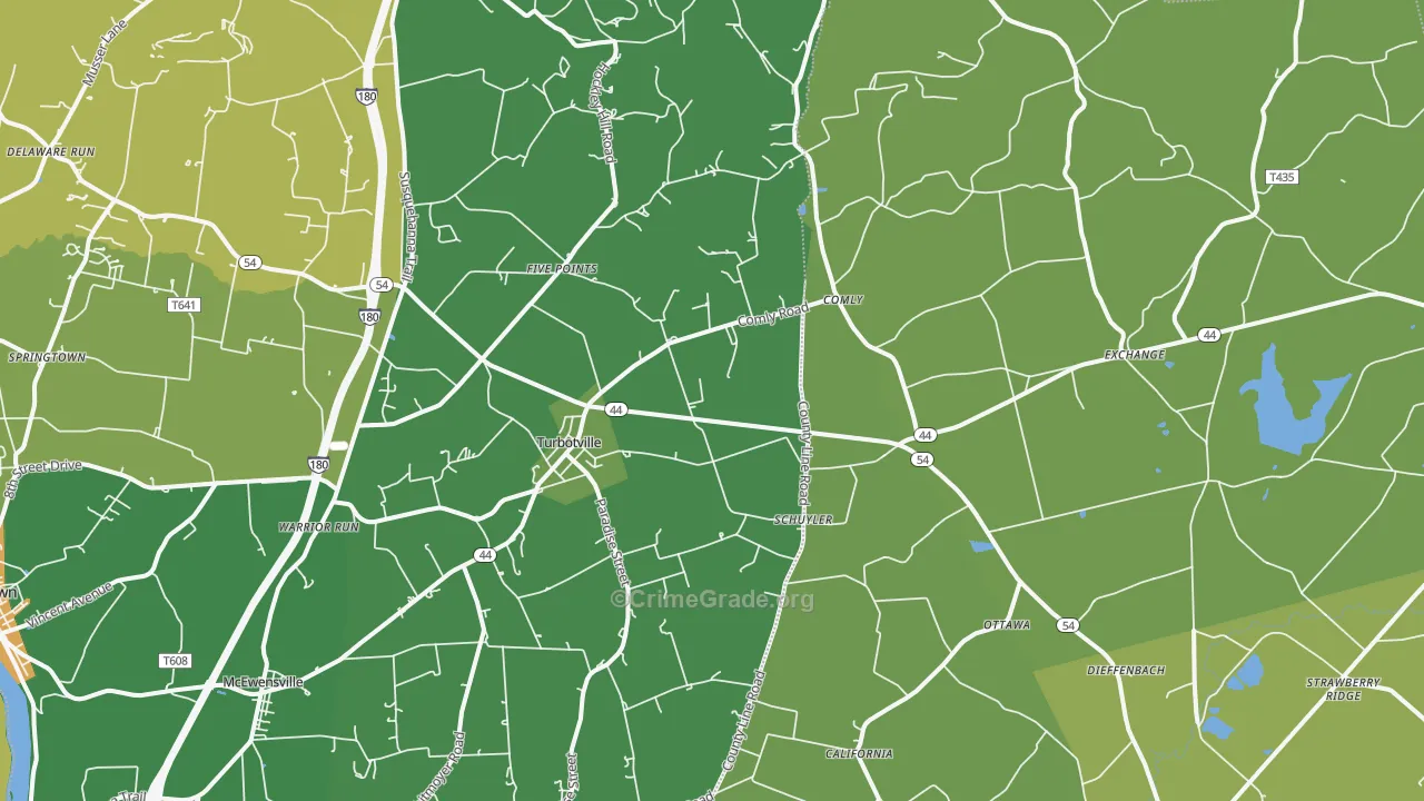 Turbotville, PA Map of Assault Rates