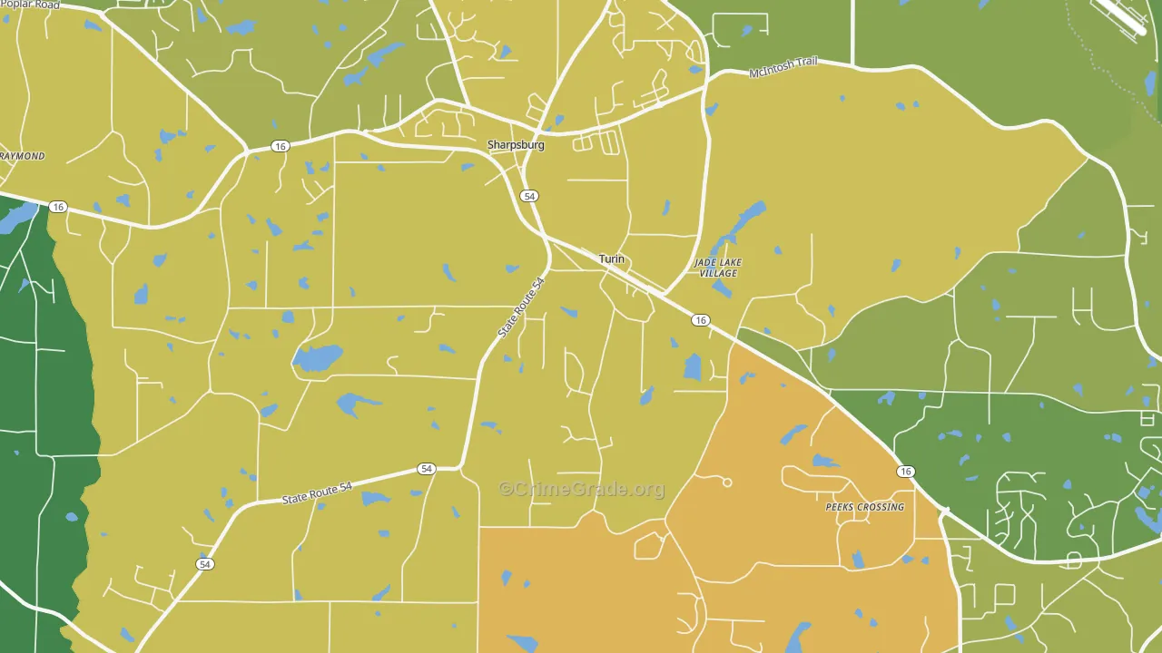 Turin, GA Map of Assault Rates