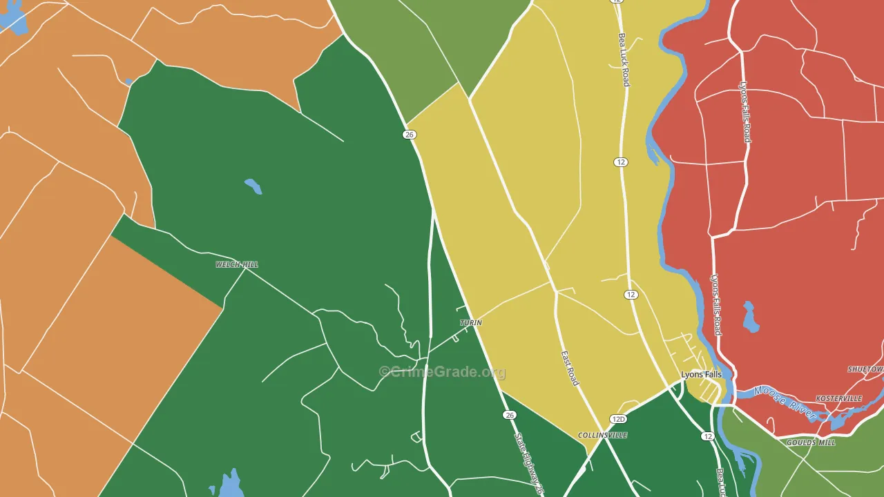 Turin, NY Map of Assault Rates