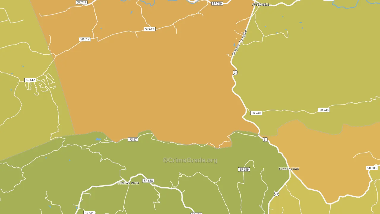 Turkey Fork, VA Map of Assault Rates