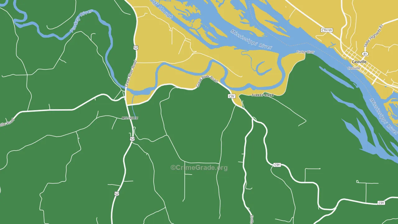 Turkey River, IA Map of Assault Rates