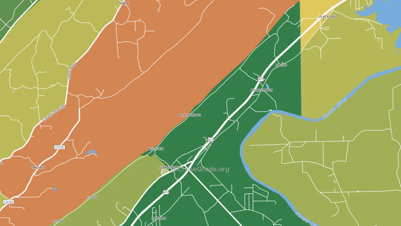 Turkeytown, AL Map of Assault Rates