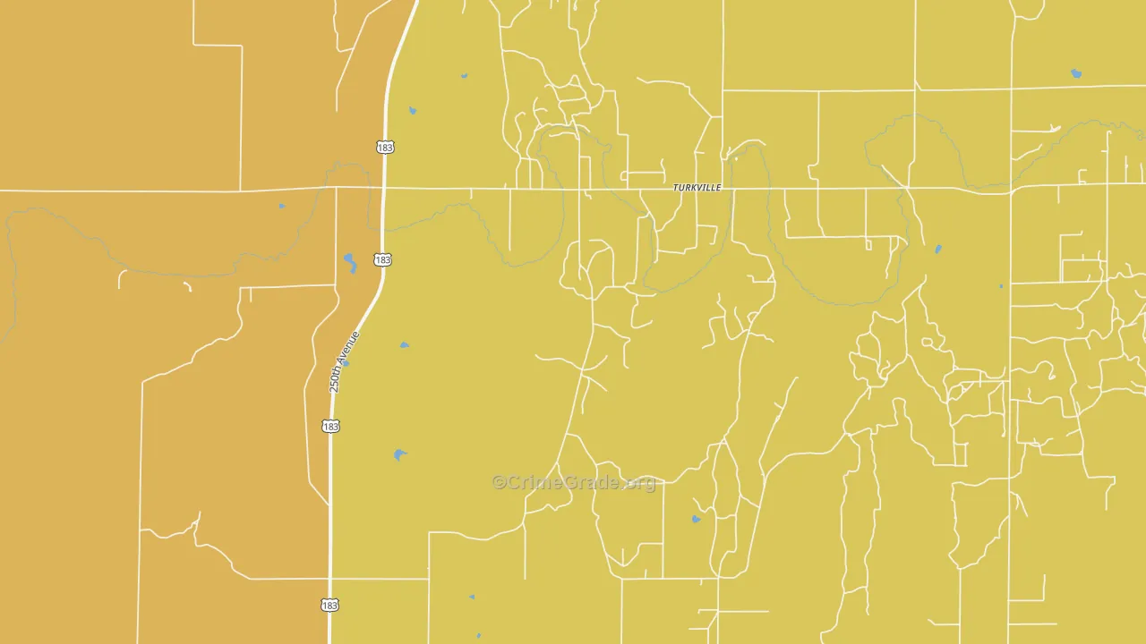 Turkville, KS Map of Assault Rates