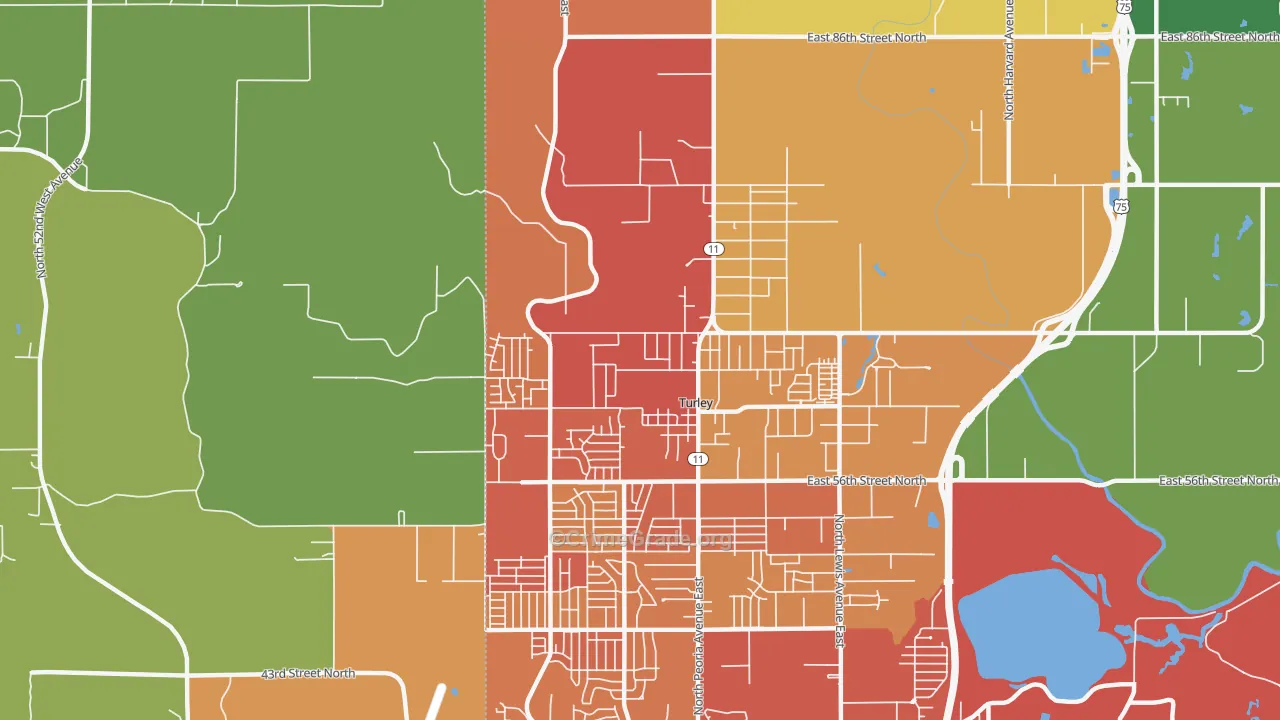 Turley, OK Map of Assault Rates