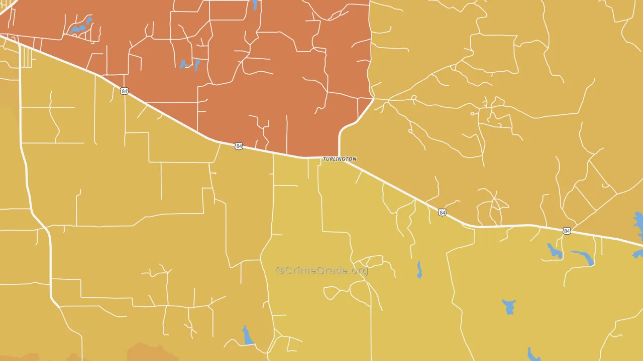 Turlington, TX Map of Assault Rates